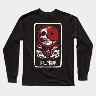 The Moon Blood Red Skeleton Skull Tarot Card Long Sleeve T-Shirt